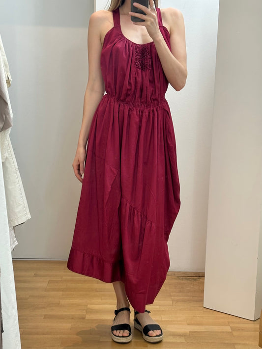 Red Cotton Maxi Dress M