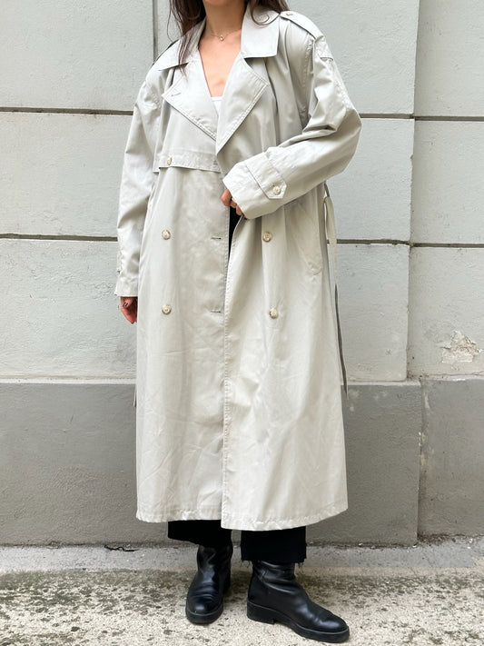 Vintage Light Gray Belted Trench Coat L