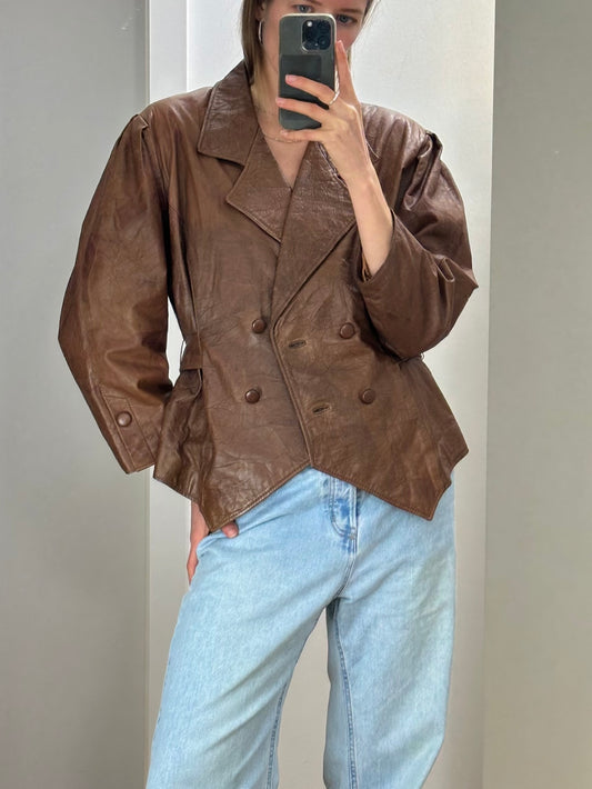 Vintage Brown Leather Jacket M