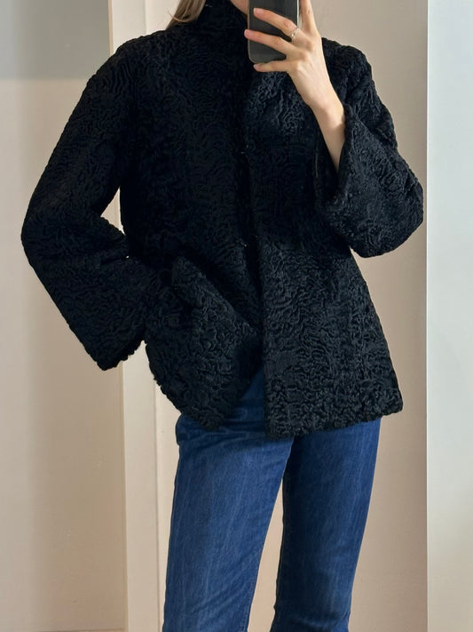 Vintage Black Shearling Jacket M