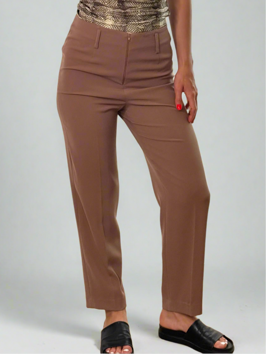 Vintage Brown Fitted Trousers M EU 38