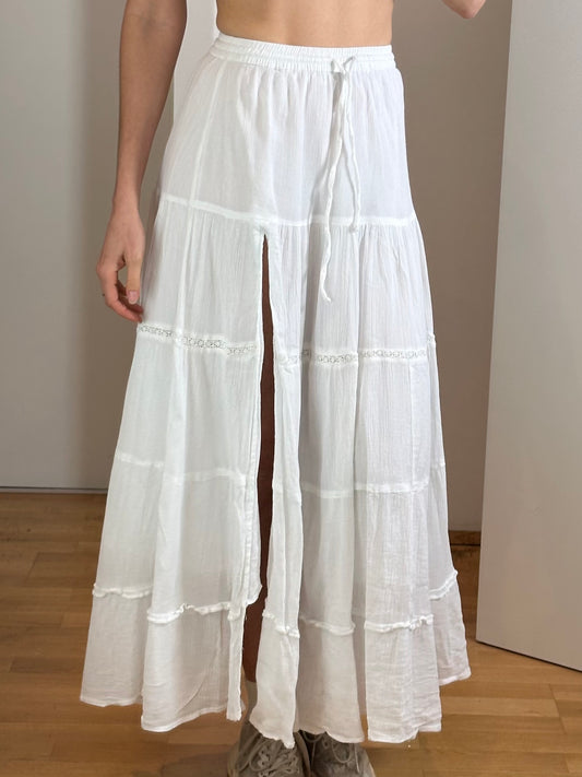 Vintage Cotton White Maxi Skirt XS