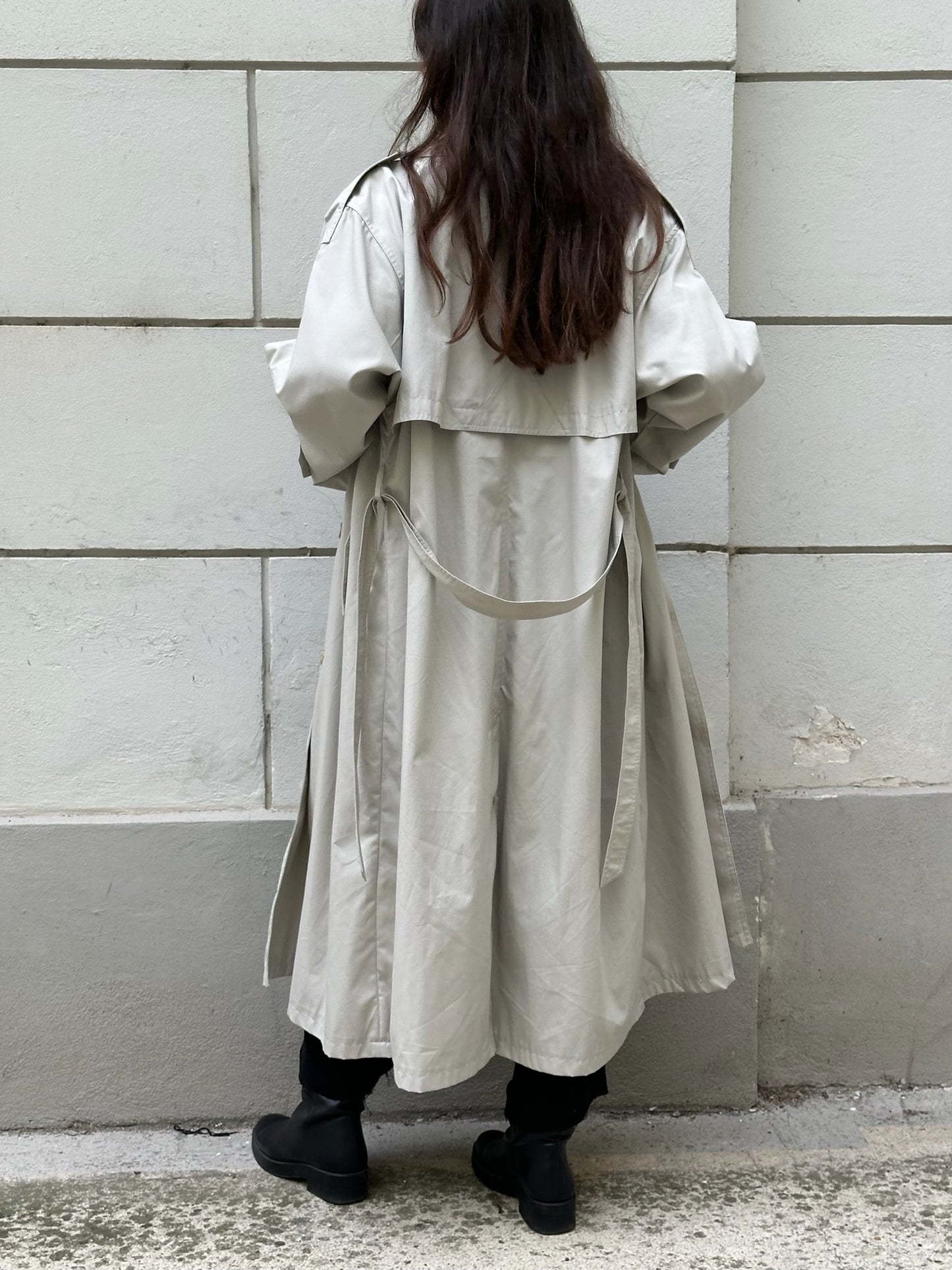 Vintage Light Gray Belted Trench Coat L
