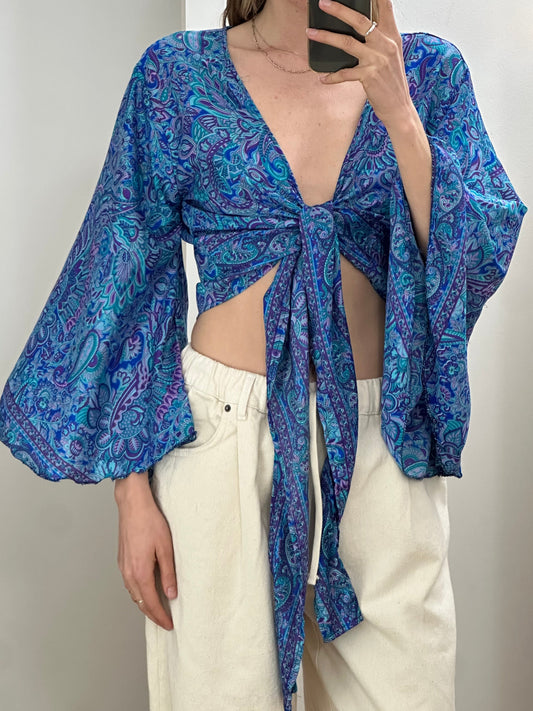 Vintage Viscose Paisley Wrap Blouse One Size