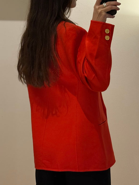 Vintage Red/Orange 100% Wool Blazer Jacket L