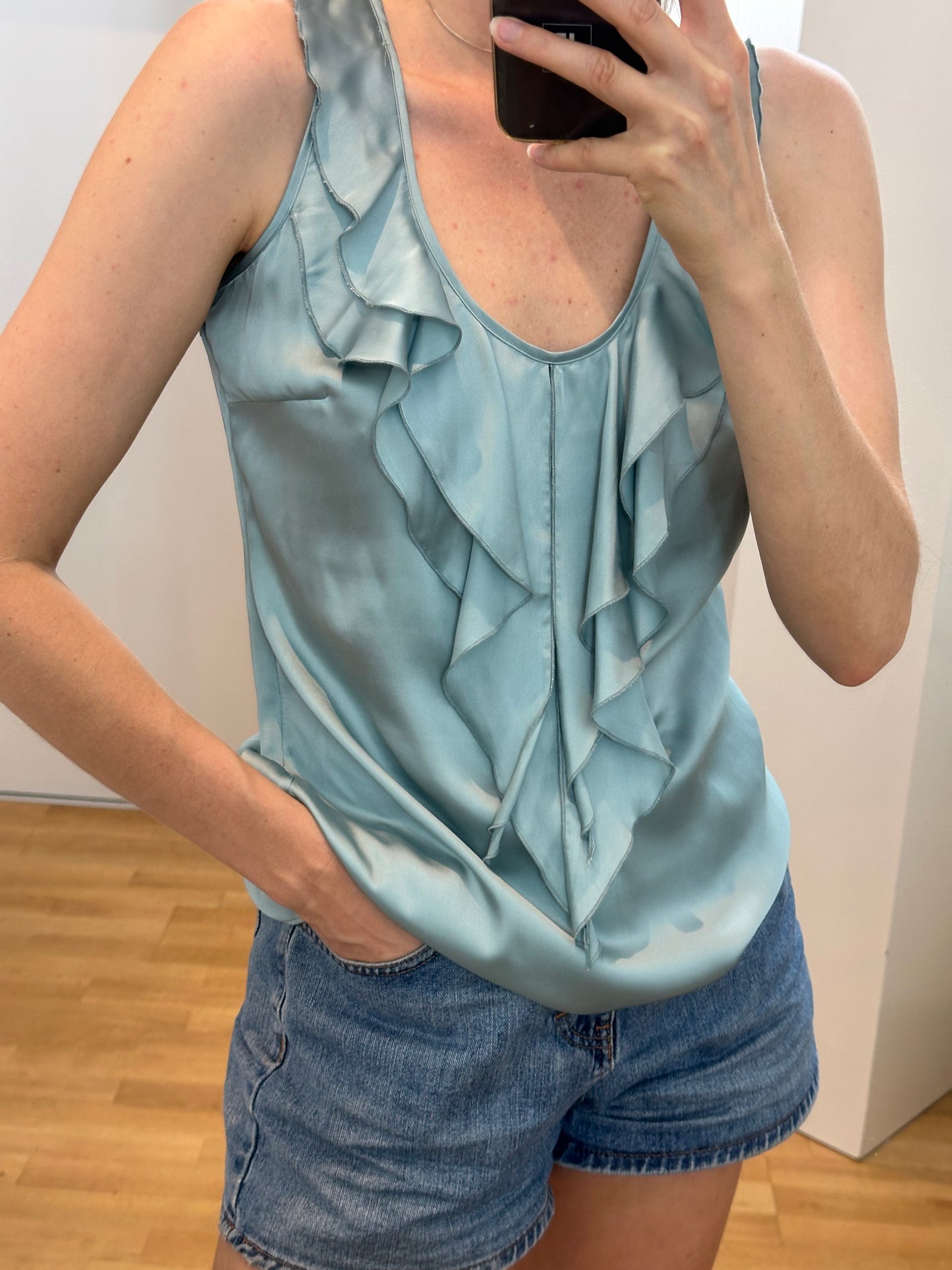 Kenar Turquoise Frills Top S