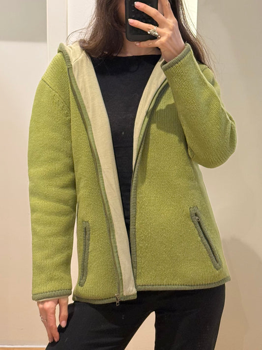 Irelandseye 100% Lambswool Green Zip Up Hoodie M