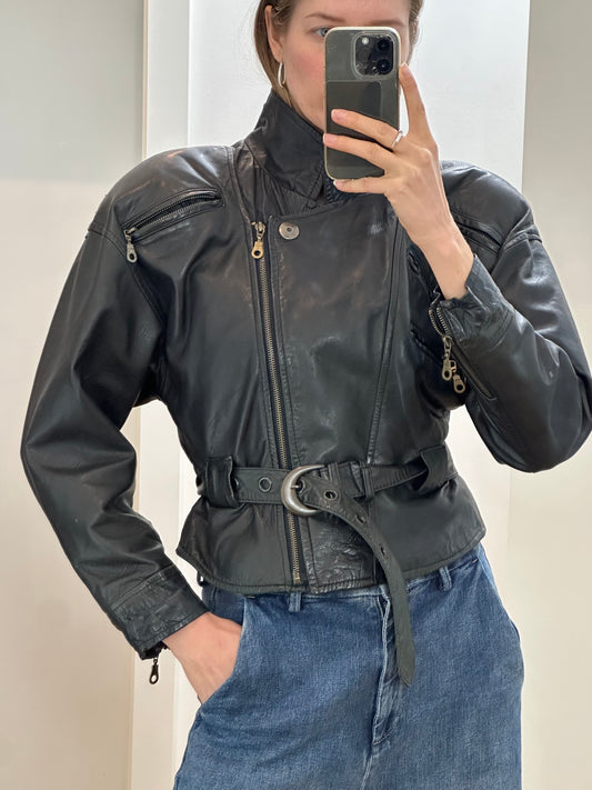 Vintage Black Leather Jacket S
