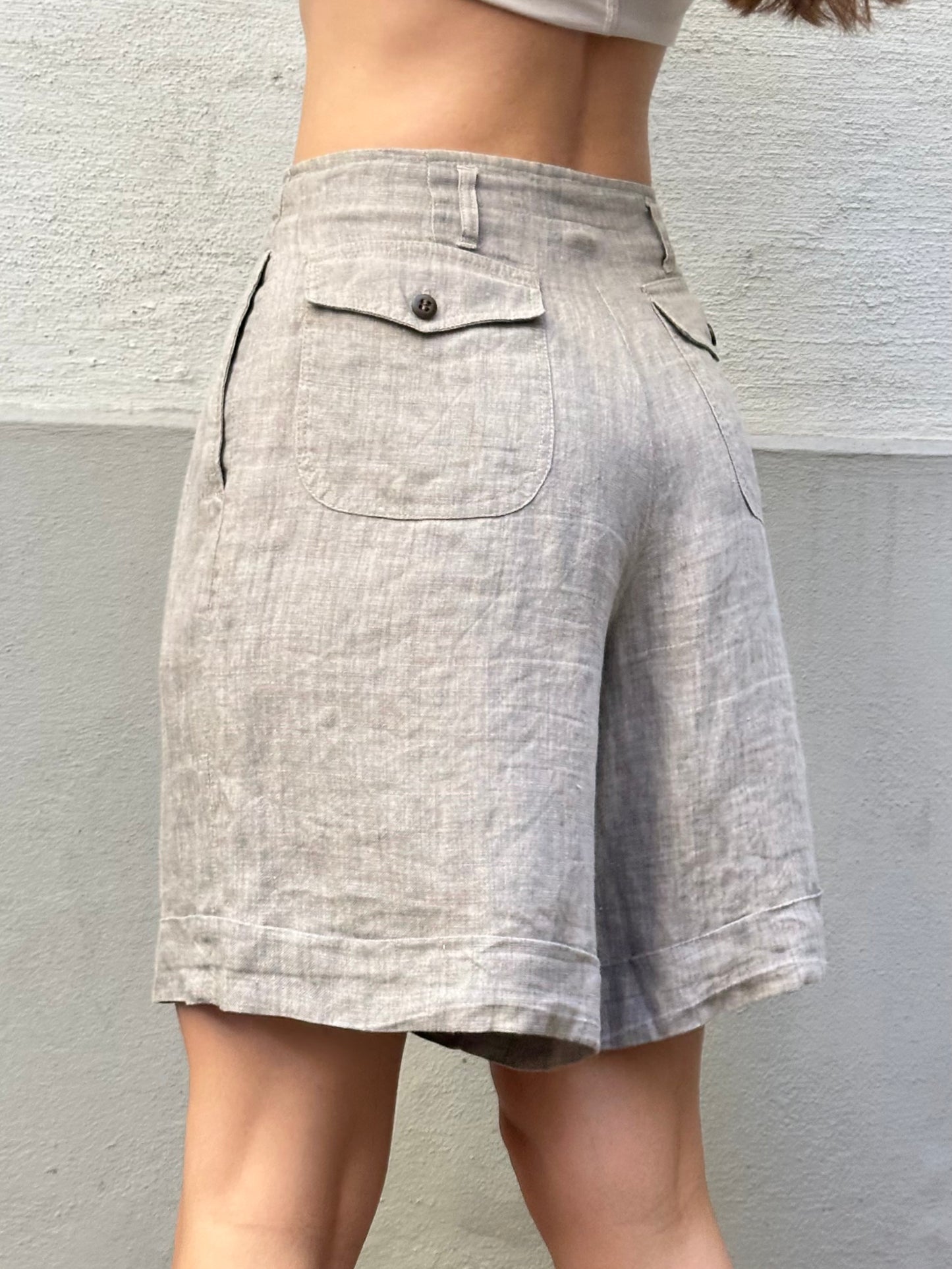 Vintage 100% Linen Brown High Waisted Shorts XS/S