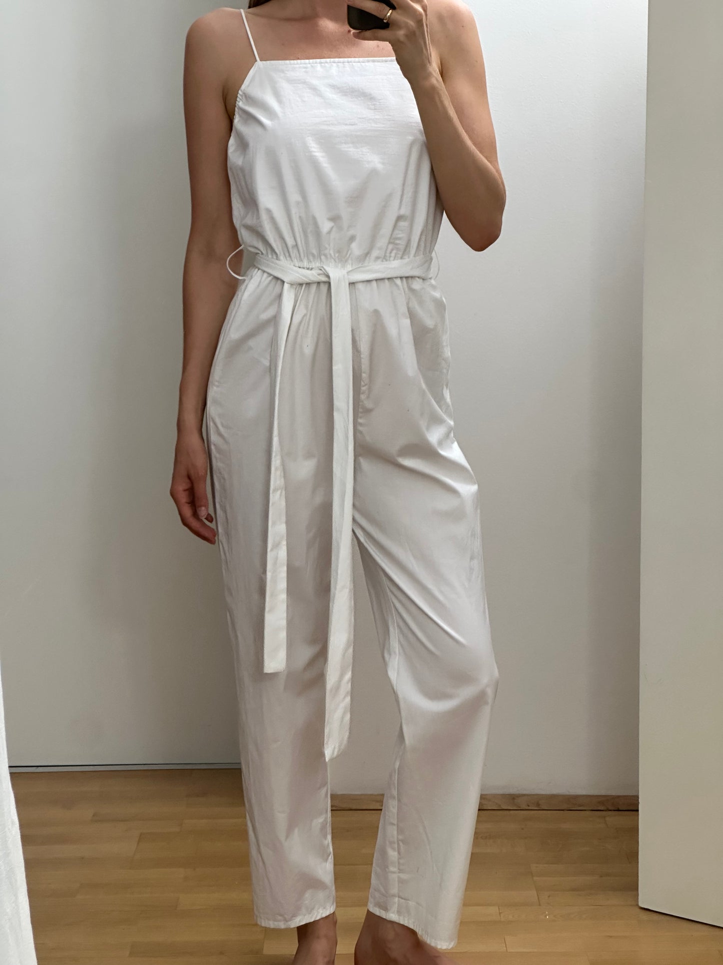 White Cotton Jumpsuit S