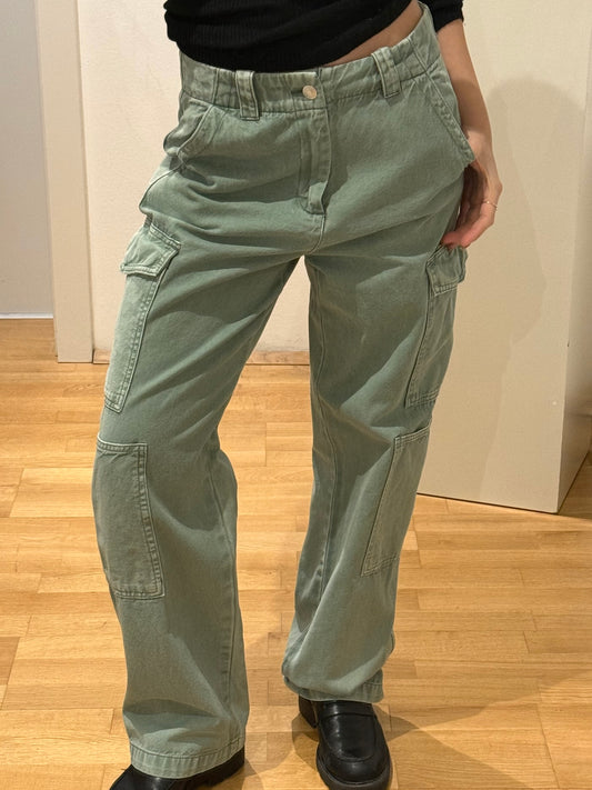 Teal 100% Cotton Cargo Trousers M/EU 38