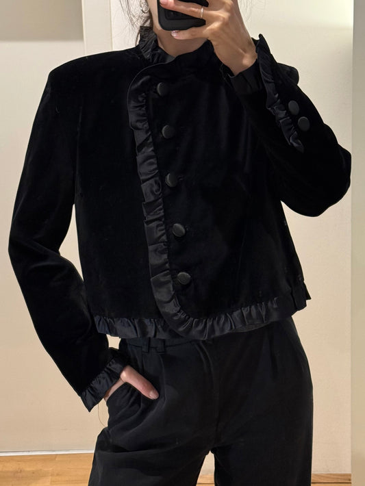 Vintage 100% Cotton Black Velvet Jacket M