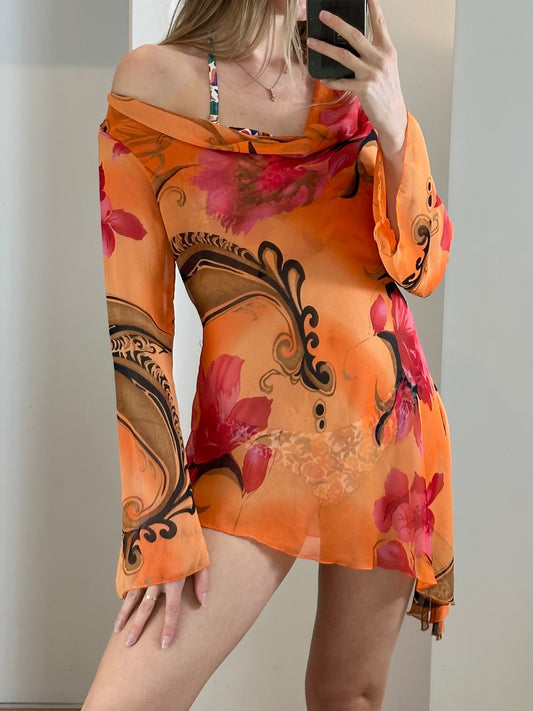Vintage Long Top/ Mini Beach Dress S