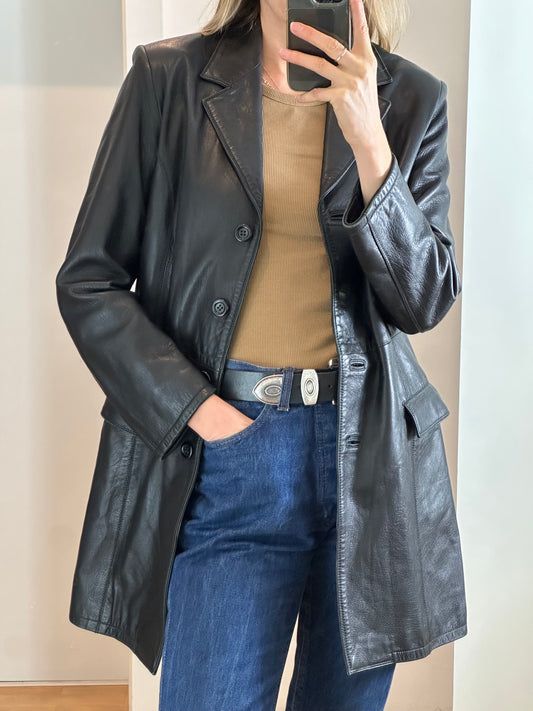 Vintage Black Leather Jacket M