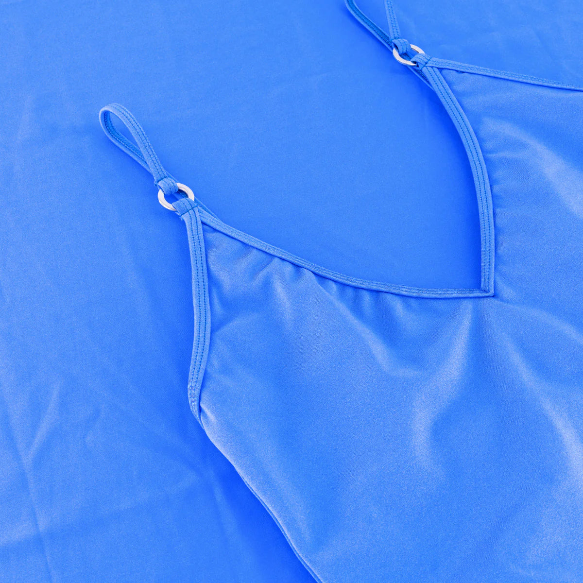 Blue One Piece Ring V-Neck Swimsuit