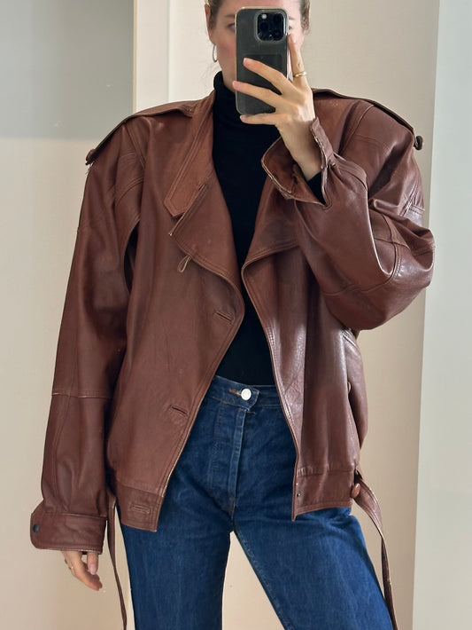 Vintage Brown Leather Jacket L