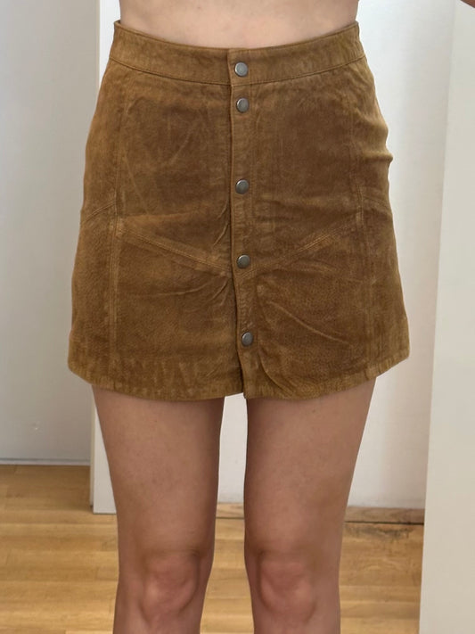 Vintage Suede Leather Mini Skirt XS