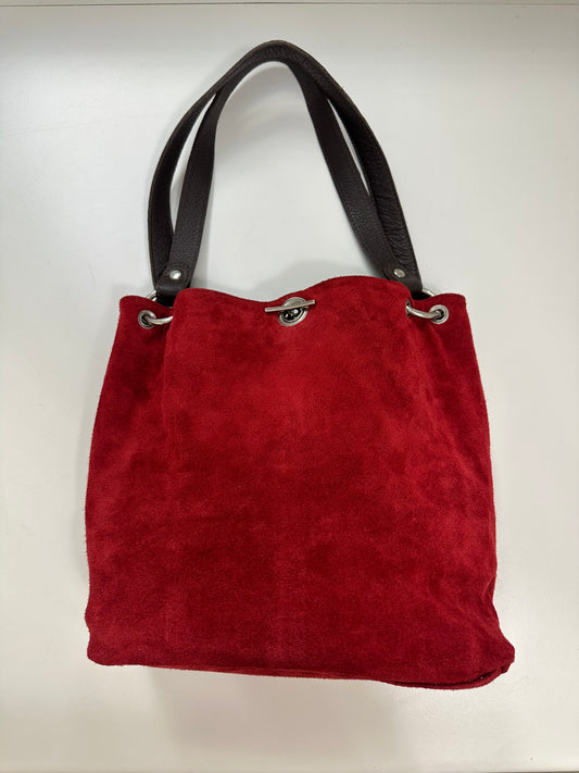 Reversible Suede Leather Red & Brown Bag