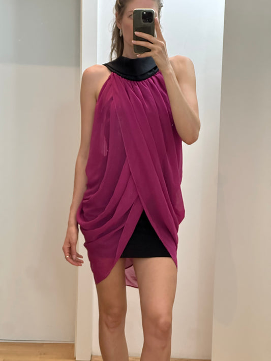 Magenta & Black Mini Dress S