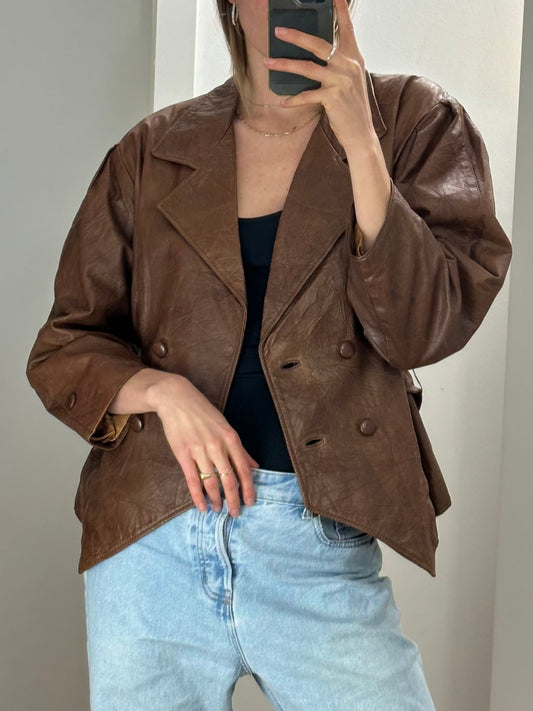 Vintage Brown Leather Jacket M