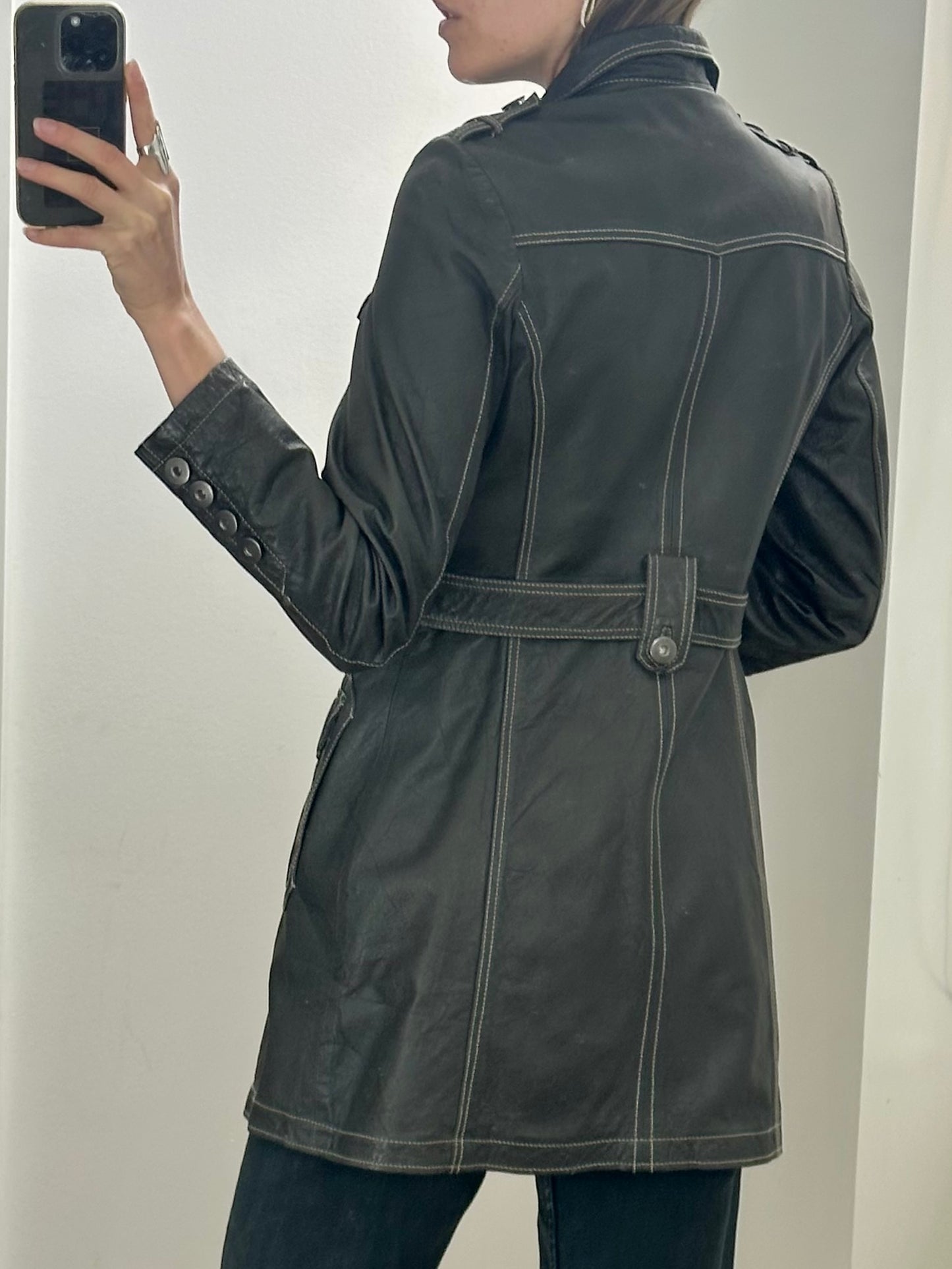 Vintage Black Leather Jacket XS/S