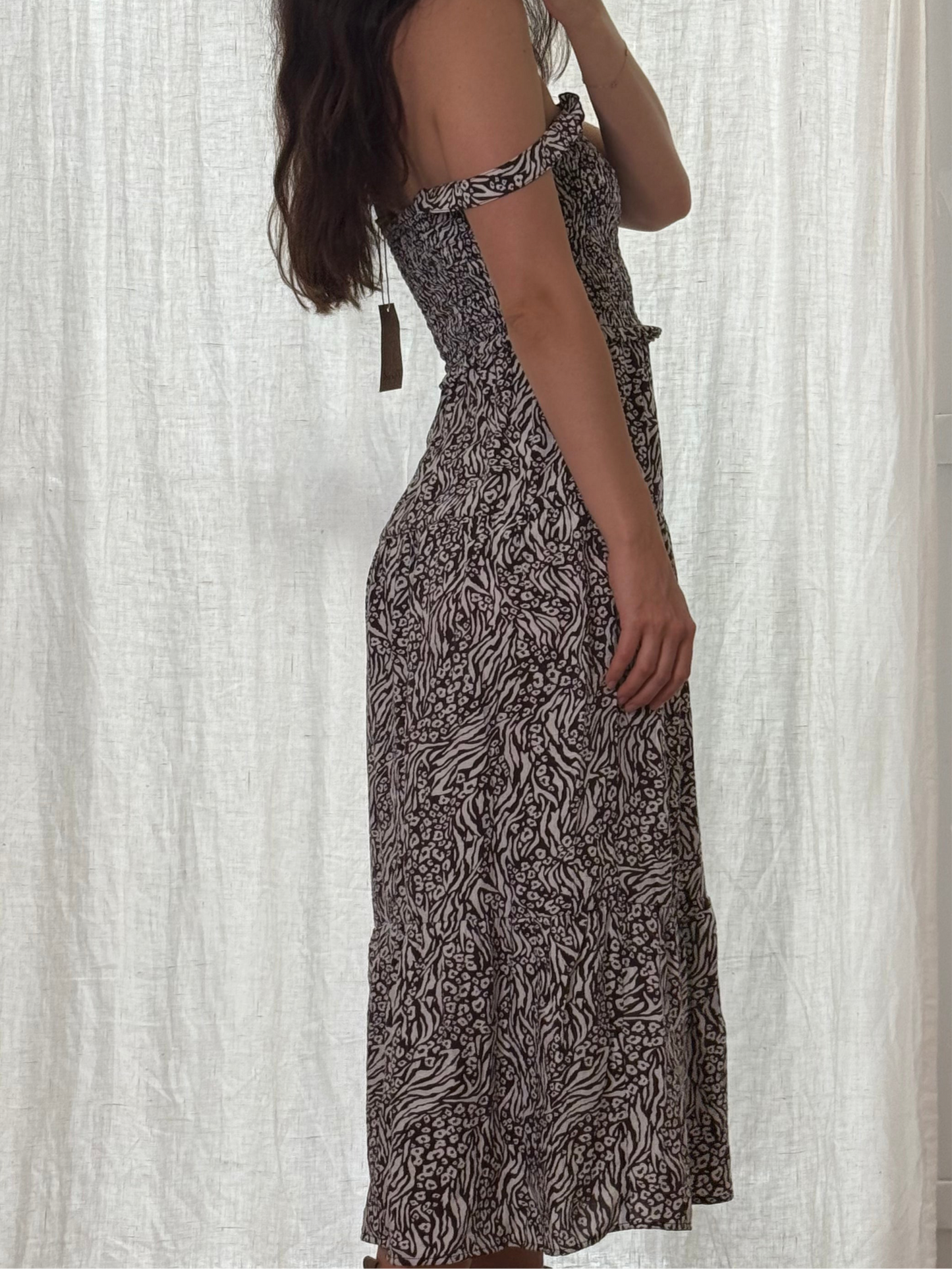 Ruched Top Printed Maxi Dress S