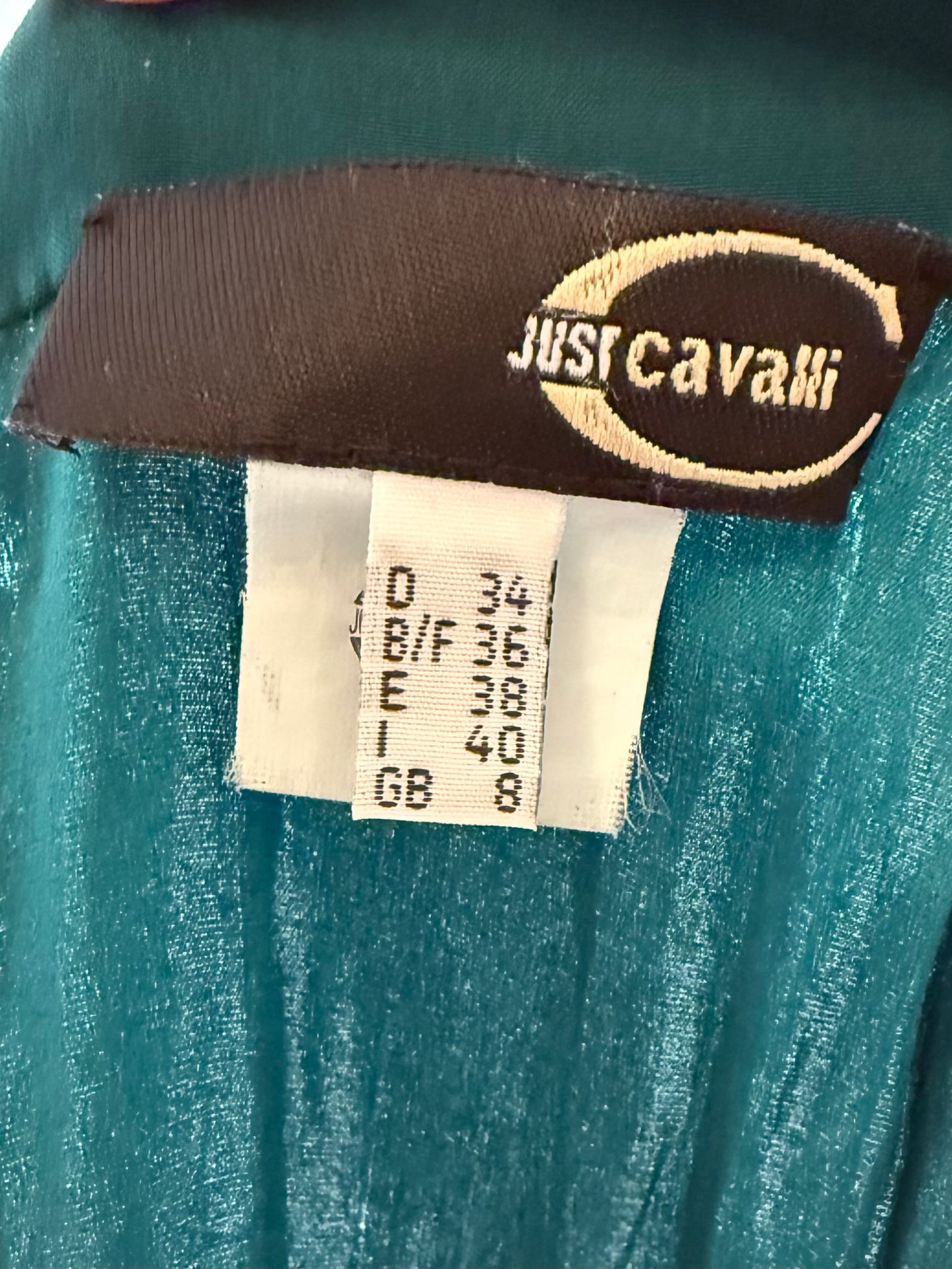 Just Cavalli 100% Silk Teal Green Mini Halter Dress S