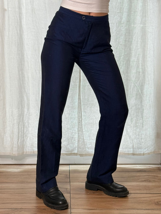 Vintage Blue Linen/Viscose High Waisted Trousers XS/S