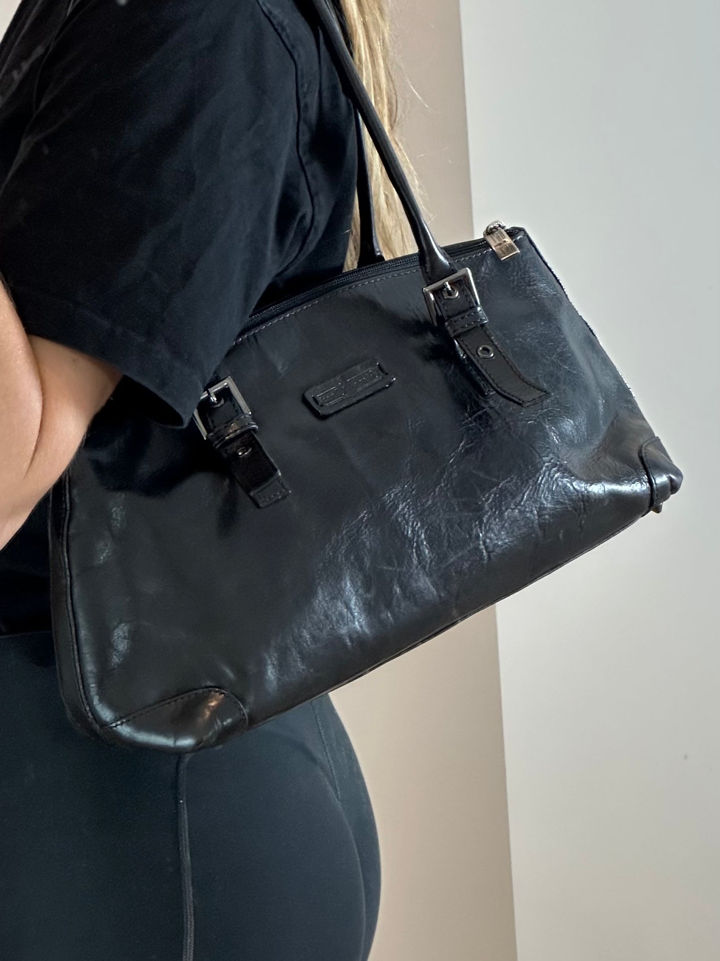 Vintage Black Leather Handbag