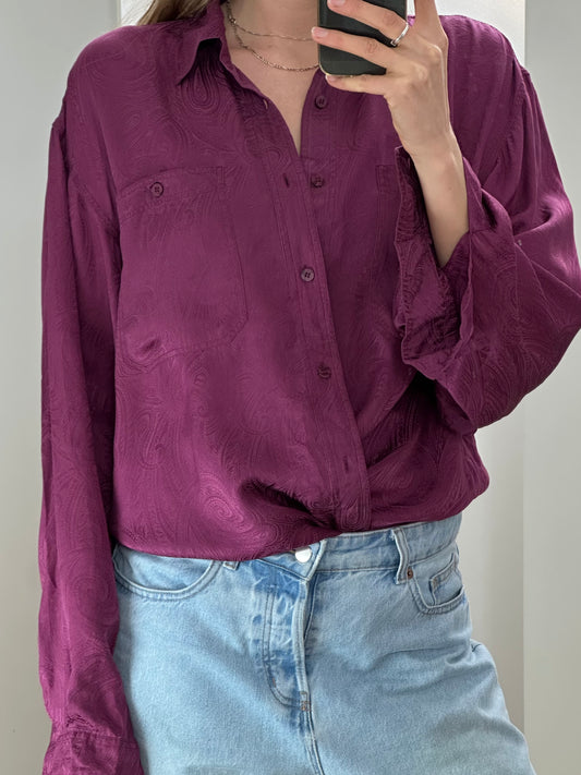 Vintage Silk Button Down Shirt L