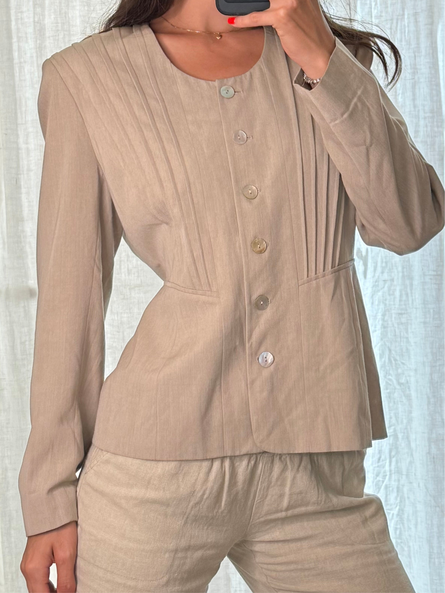 Vintage Viscose Blend Beige Jacket S/M