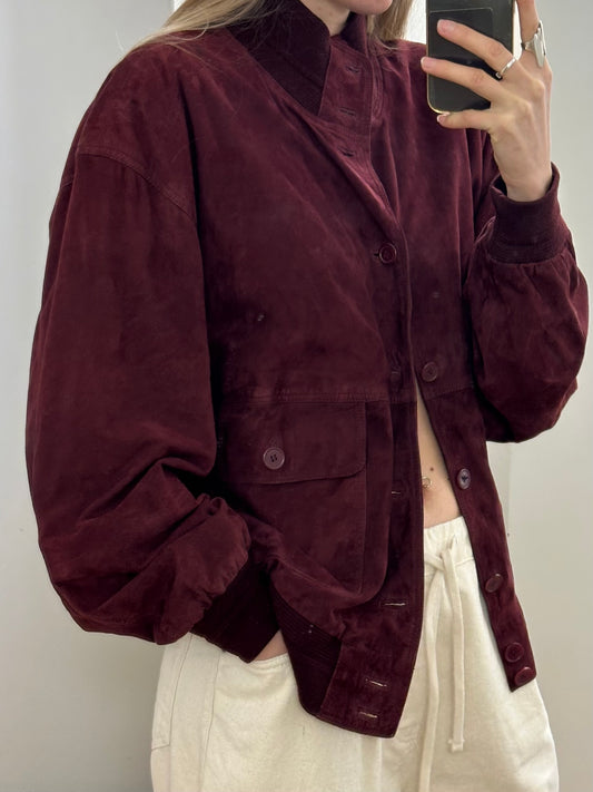 Vintage Burgundy Suede Leather Jacket L