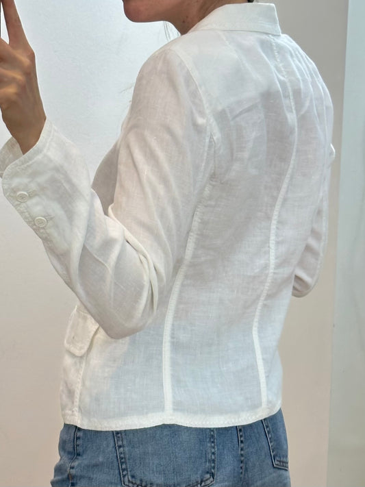Armani White Linen Blazer S