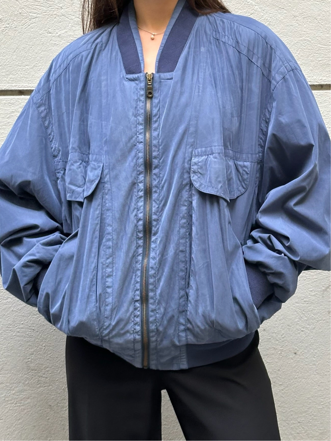 Vintage Blue Unisex Bomber Jacket L