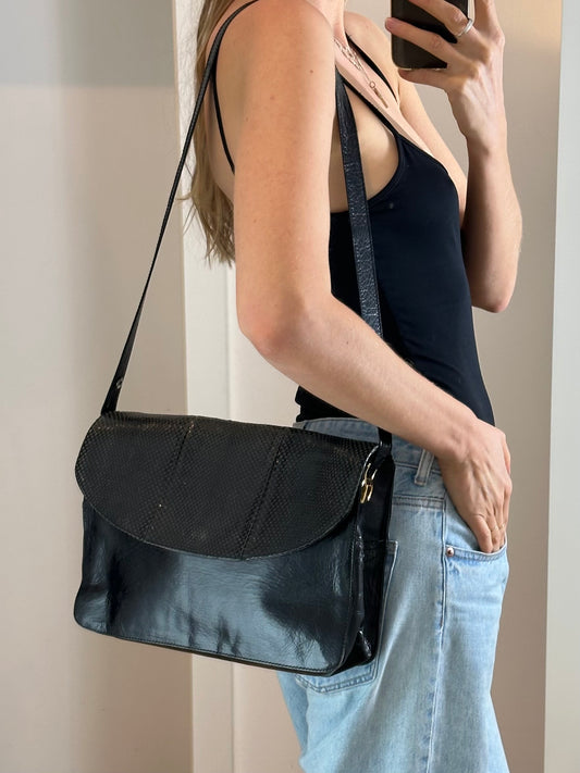 Vintage Black Leather Bag