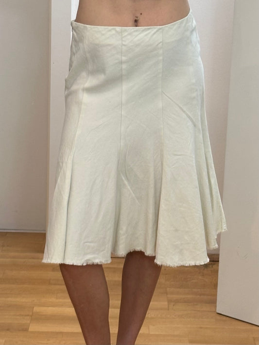 Sisley Cream Cotton Midi Skirt M
