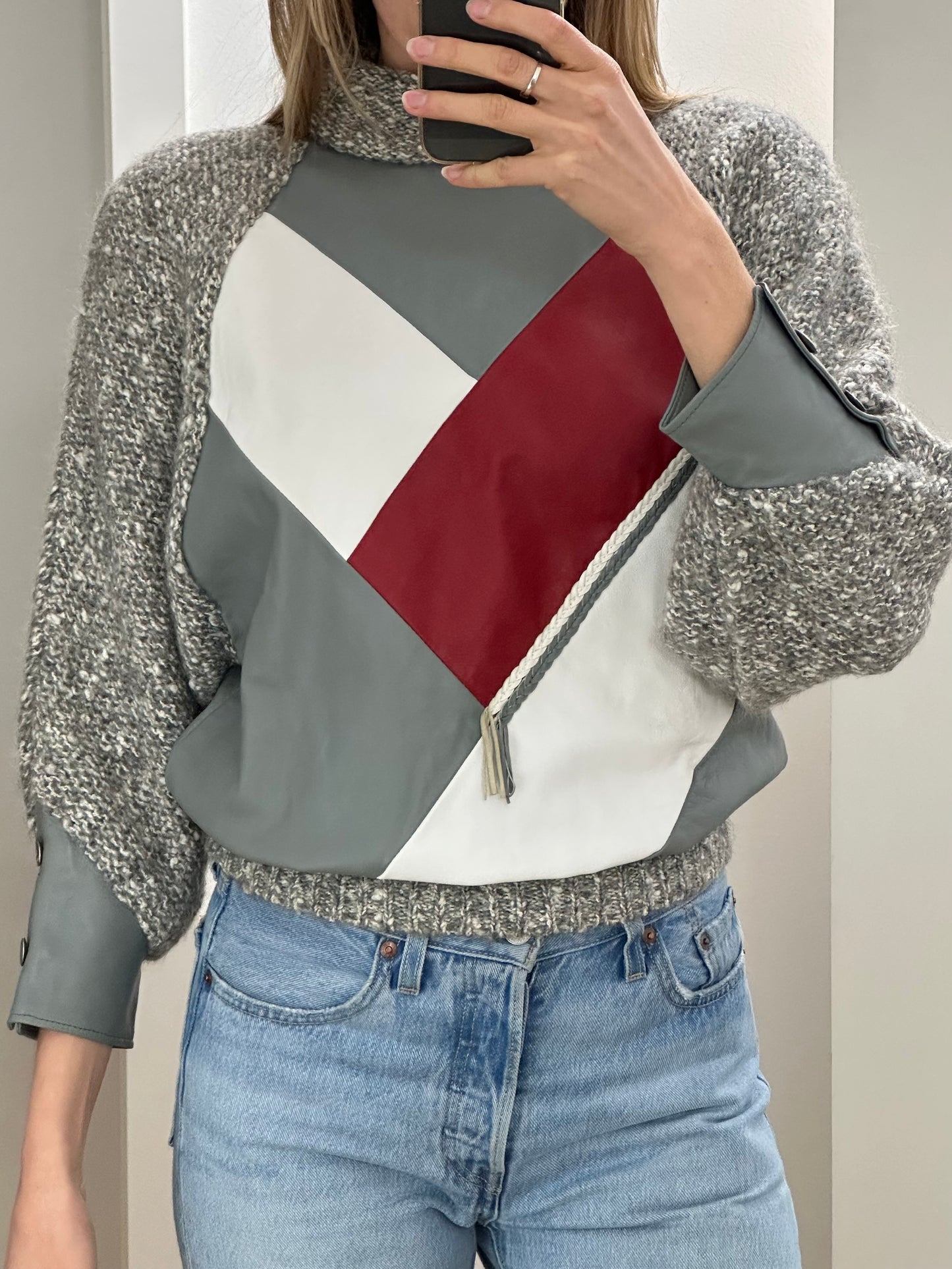 Vintage Wool Leather Sweater S