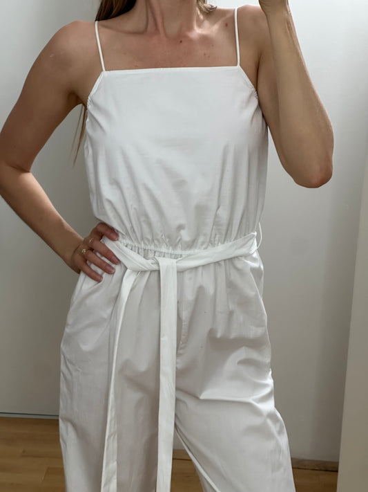 White Cotton Jumpsuit S