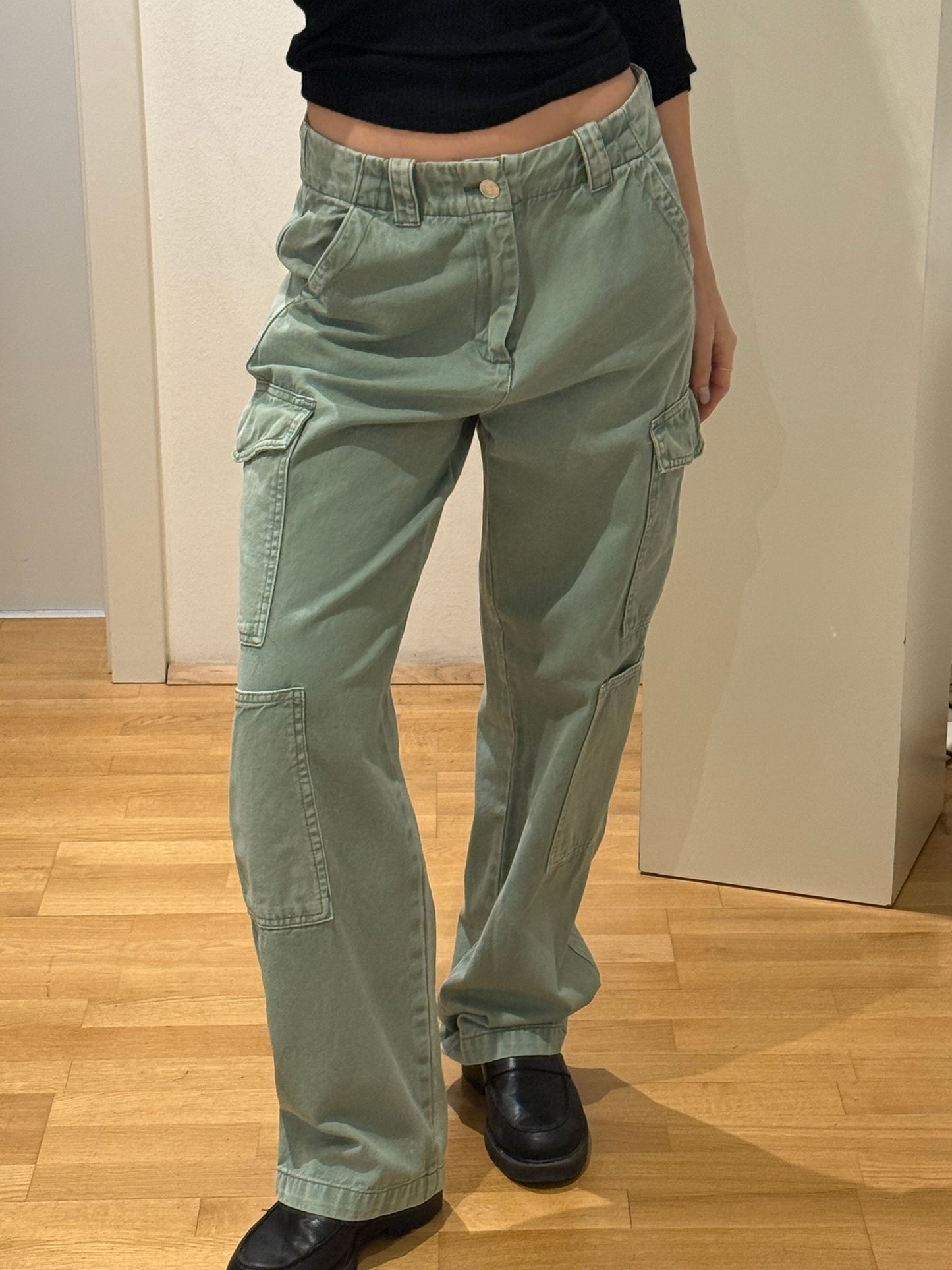 Teal 100% Cotton Cargo Trousers M/EU 38