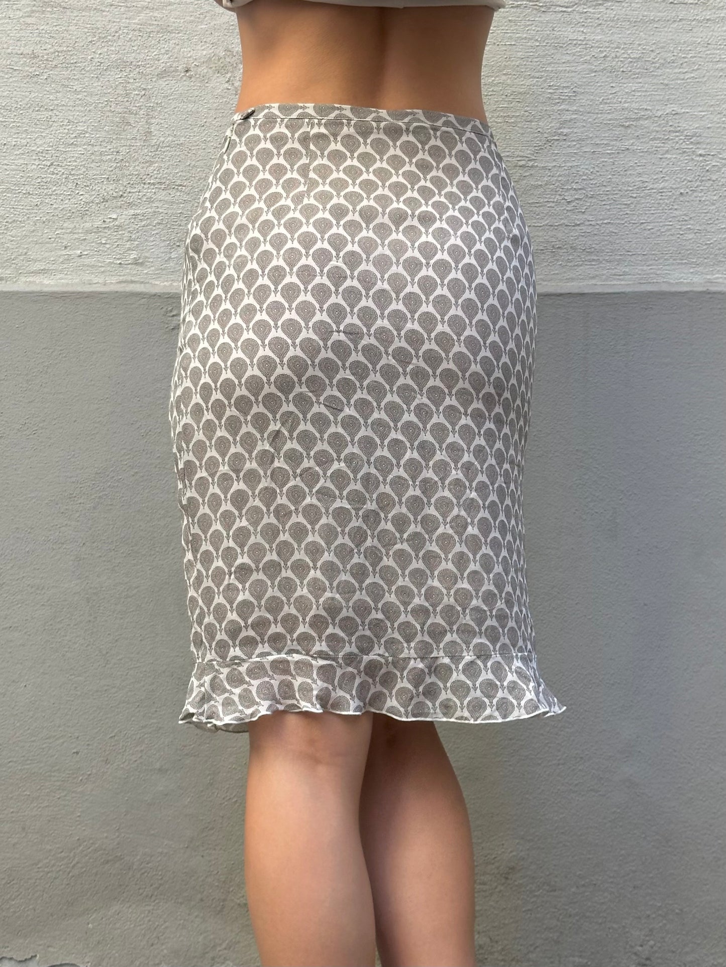 Vintage Viscose Knee Length Print Skirt S