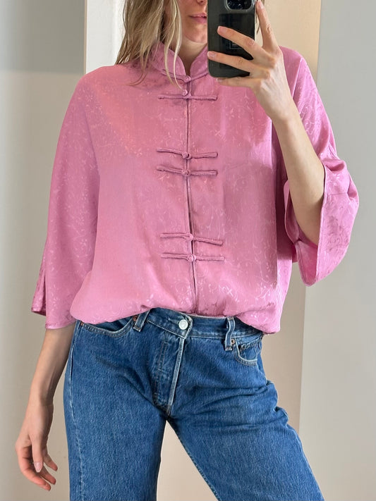 Vintage Silk Pink Blouse L