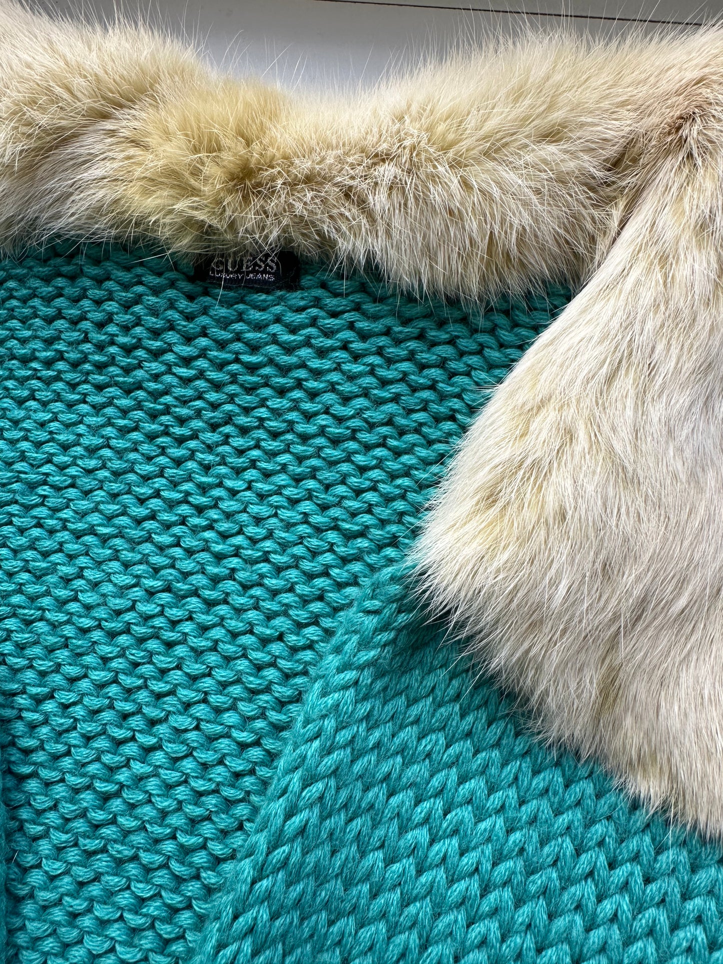 GUESS Turquoise Wool Fur Vest S