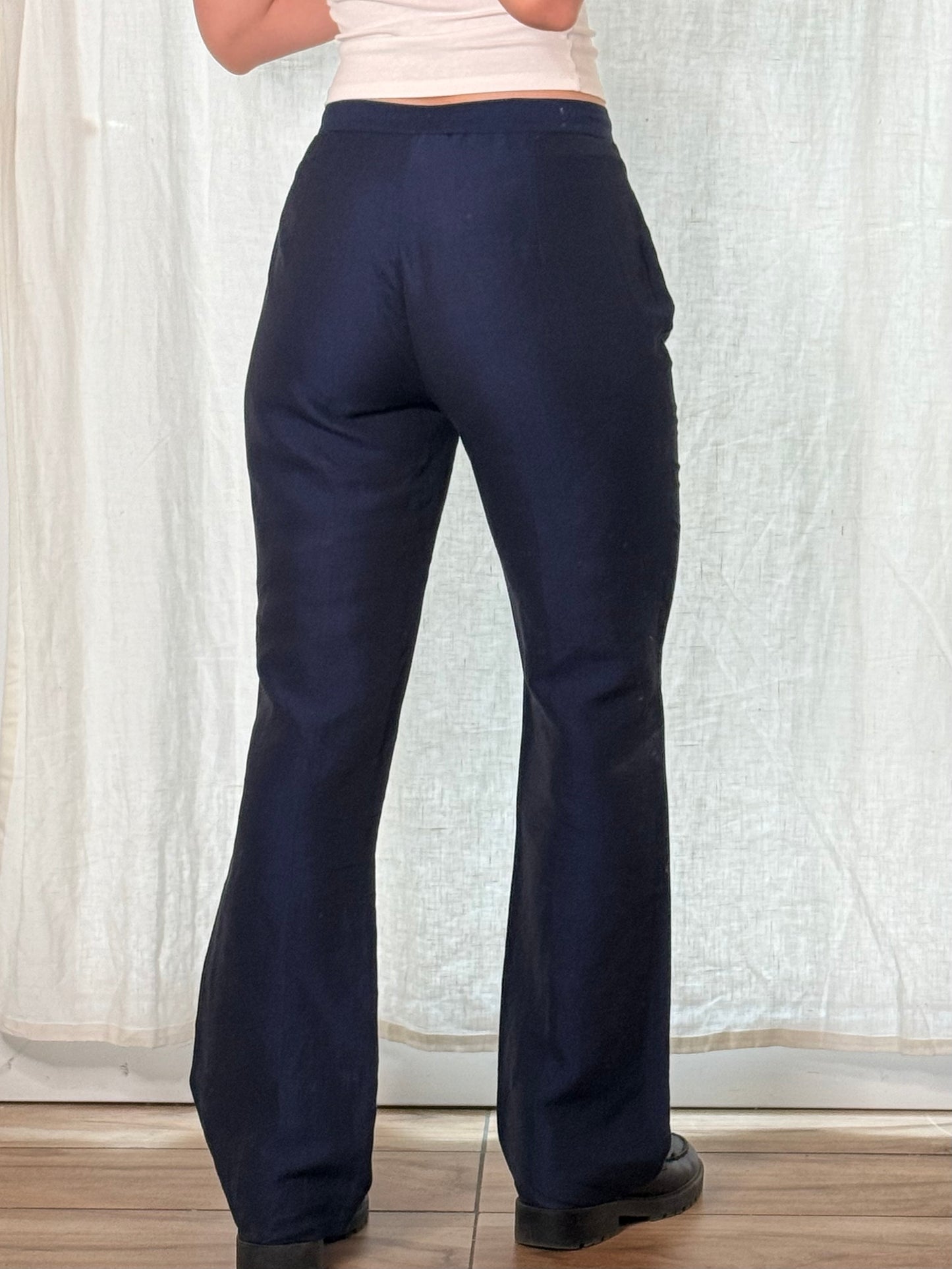 Vintage Blue Linen/Viscose High Waisted Trousers XS/S
