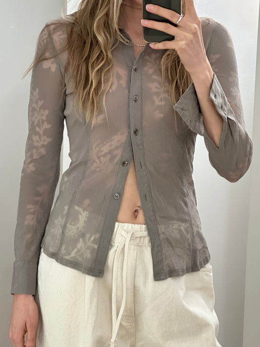 Gray Mesh Blouse XS