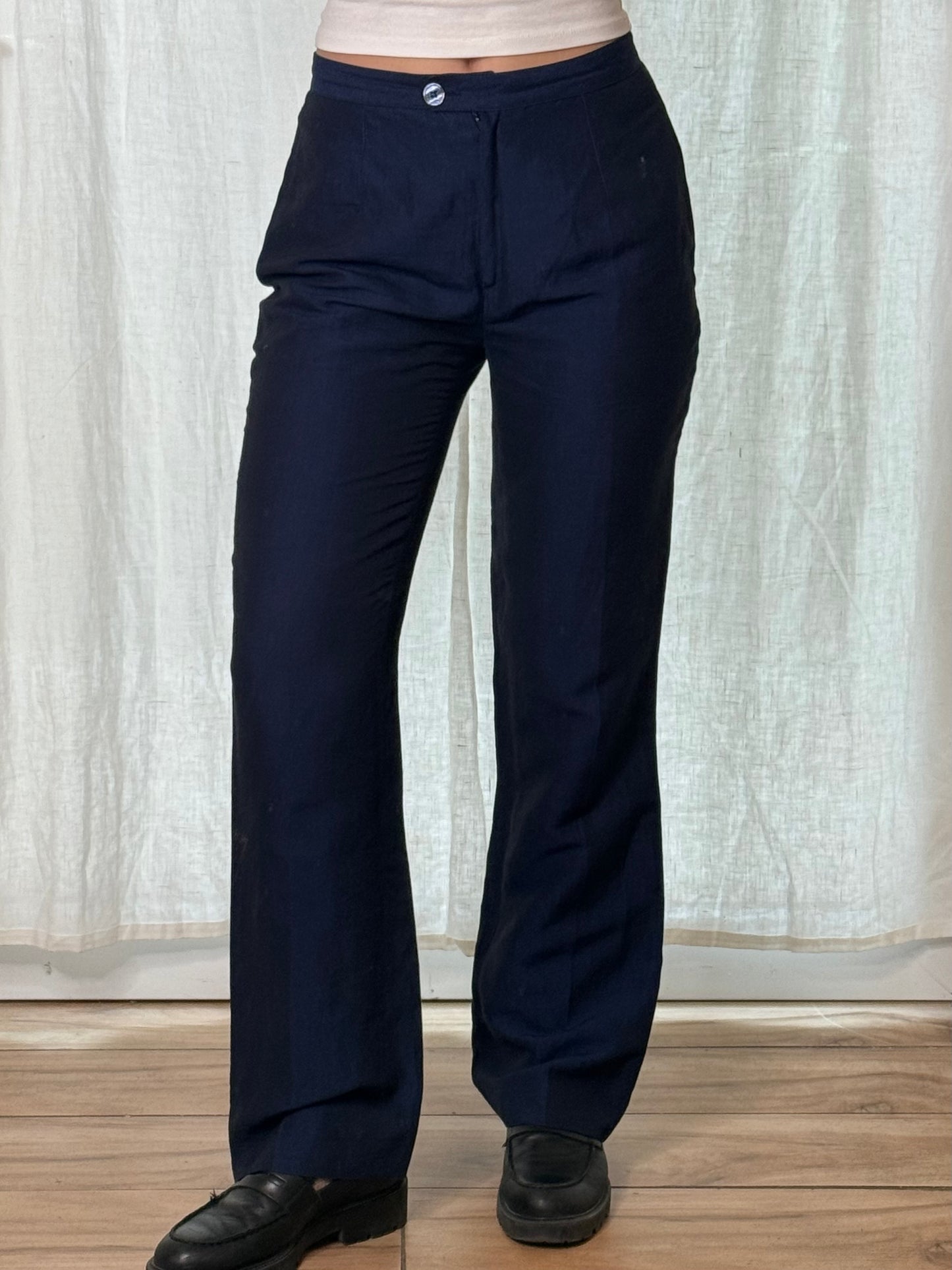 Vintage Blue Linen/Viscose High Waisted Trousers XS/S