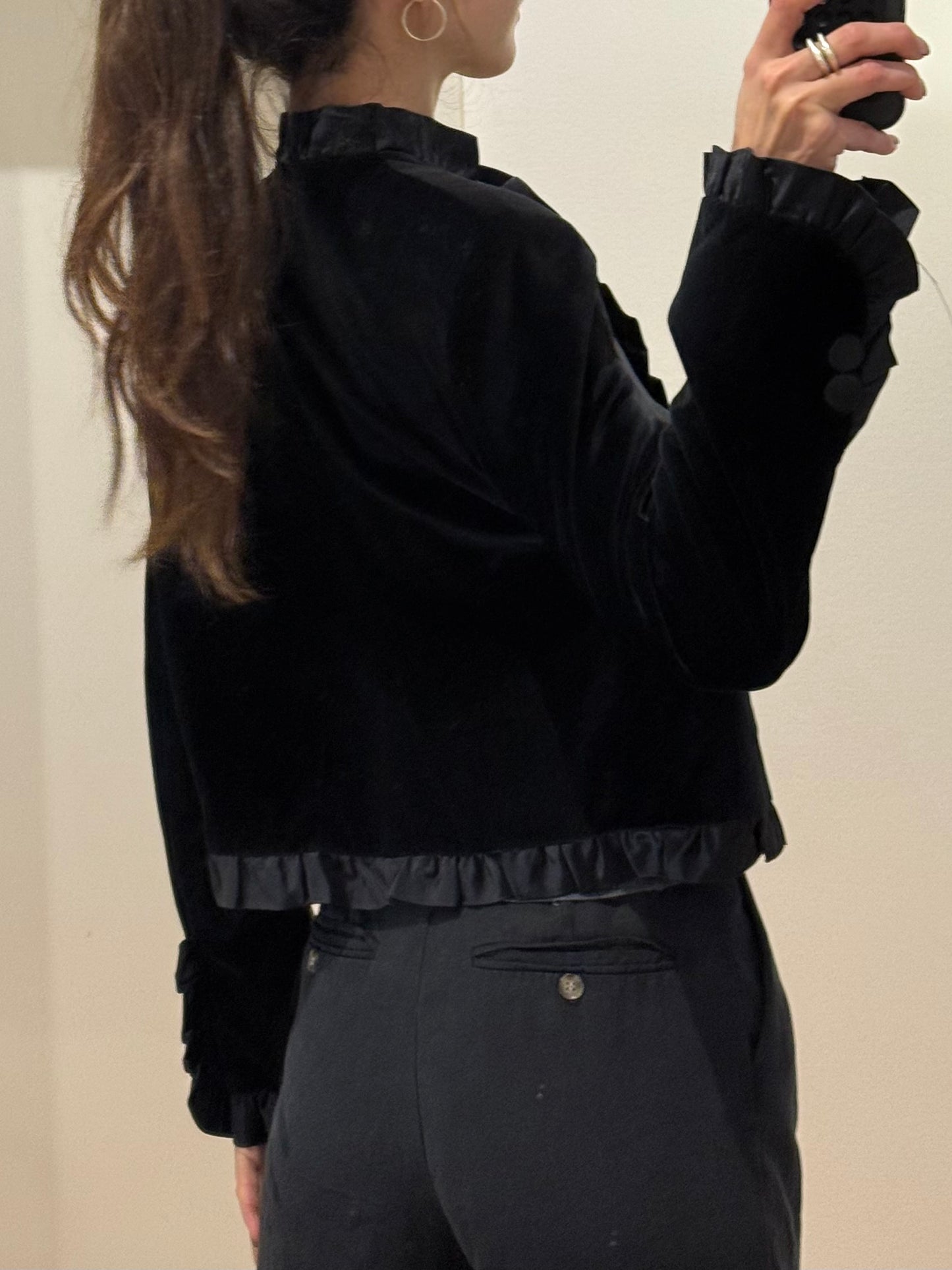 Vintage 100% Cotton Black Velvet Jacket M