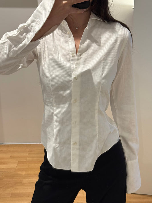 Vintage 100% Cotton Button Down Fitted Blouse S