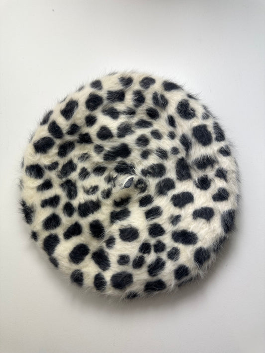 Vintage Black & White Mohair Beret