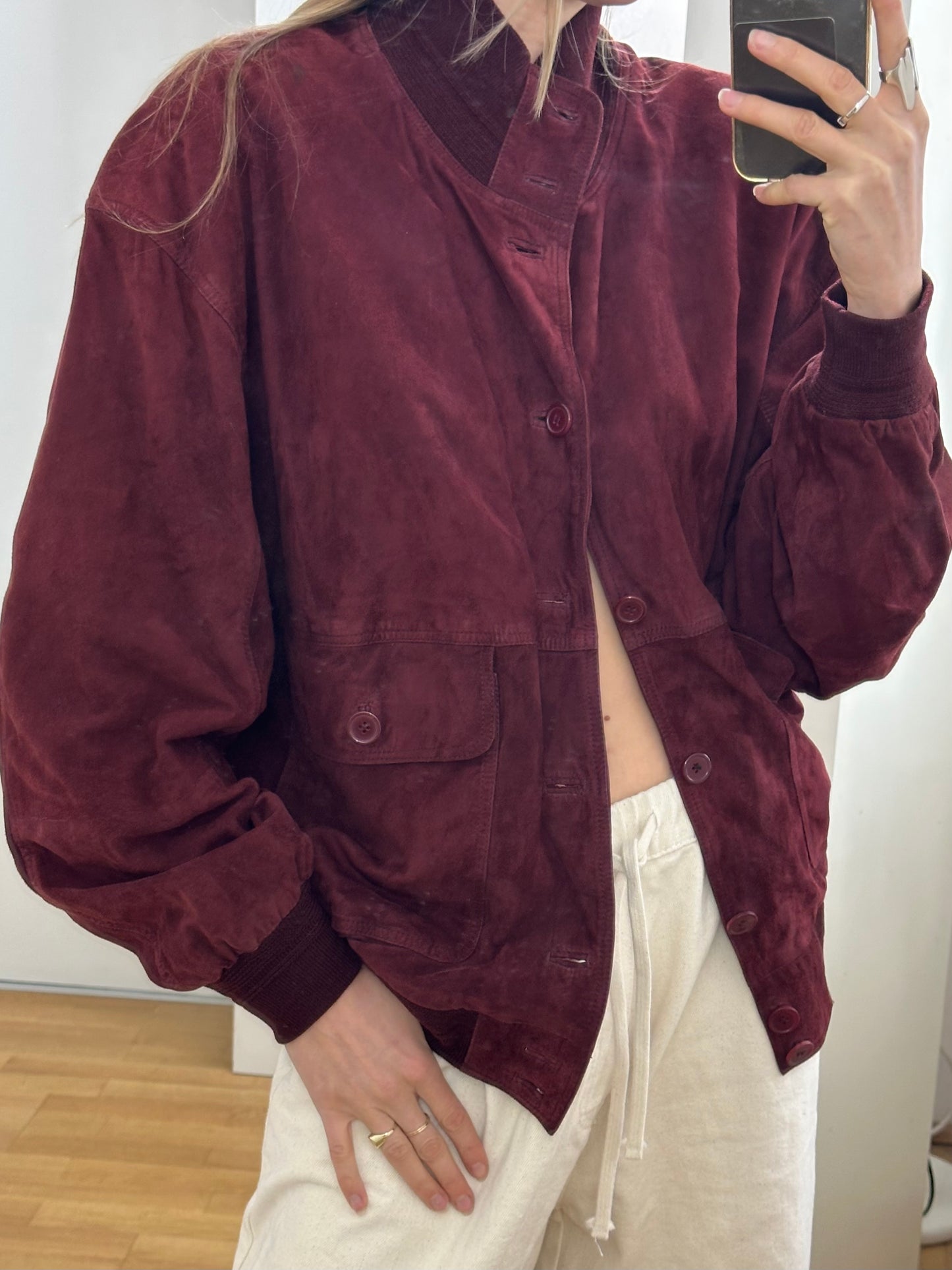 Vintage Burgundy Suede Leather Jacket L