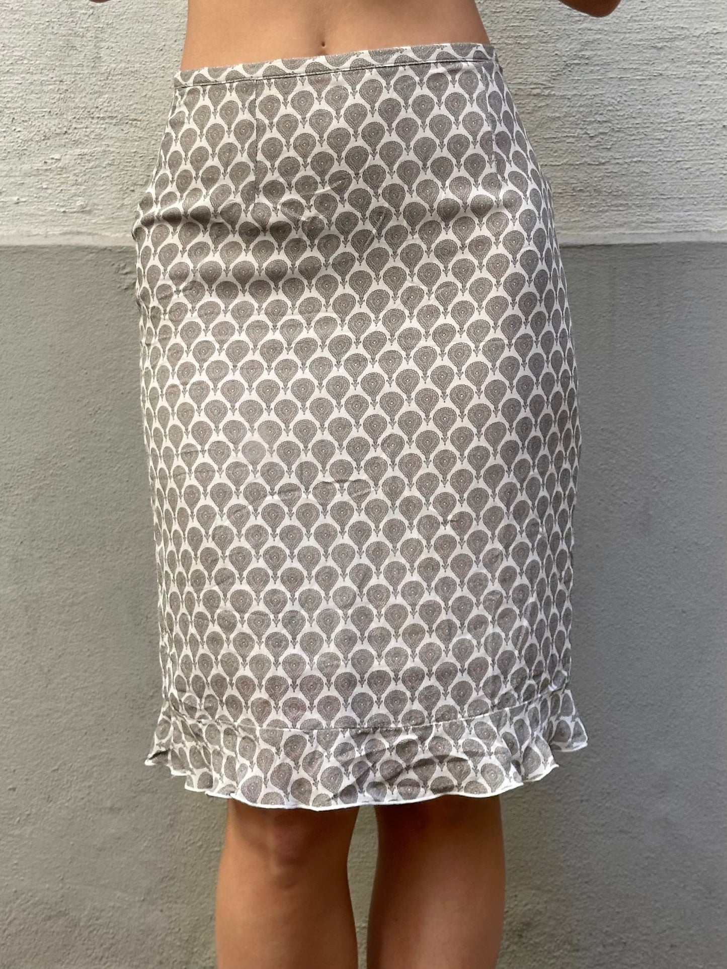 Vintage Viscose Knee Length Print Skirt S